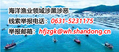 海洋渔业领域涉黑涉恶线索举报电话：0631-5231175 举报邮箱：hfjzgk@wh.shandong.cn